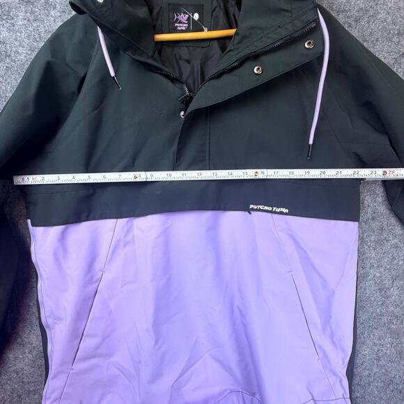 Psycho Tuna Anorak Jacket Mens Large Black Purple Hooded Water Resistant - Picture 6 of 7